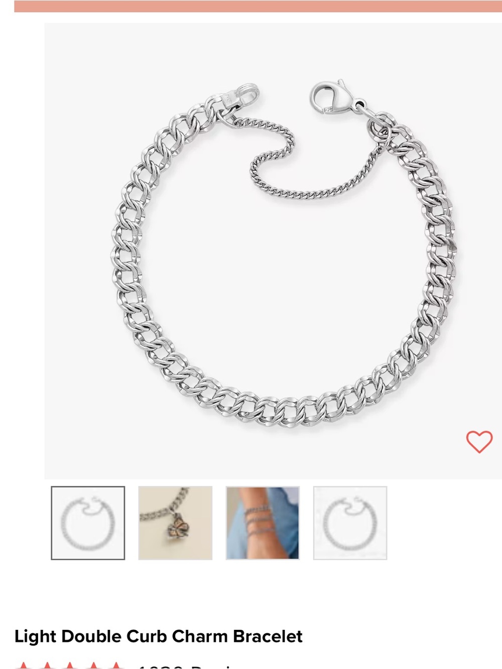 Light double curb Charm Bracelet